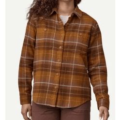 Patagonia Women's Size Medium Shelter Brown Organic Cotton Button Down Flannel